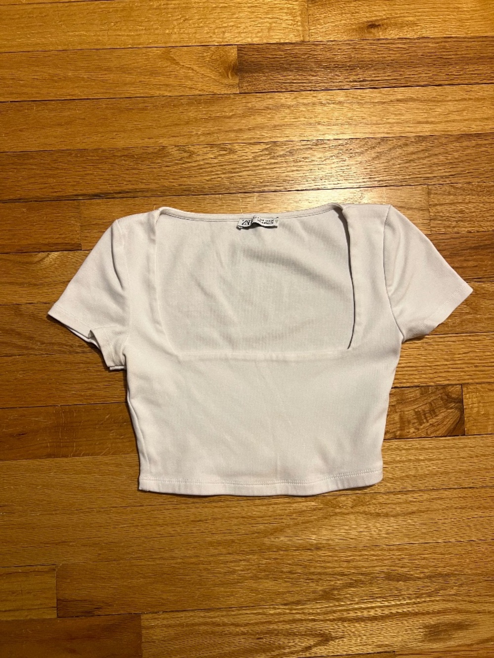 Zara White Square Neck Top